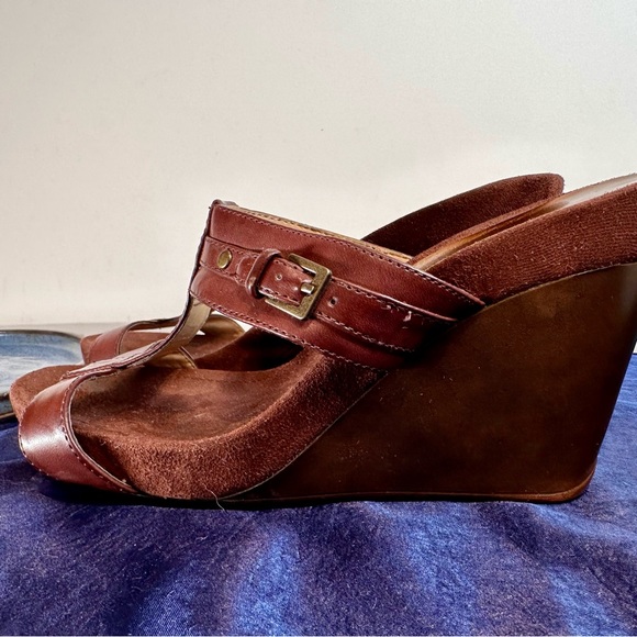 NINE WEST - Women’s Slip-on Wedge Sandler Sz 7.5 - BROWN - Picture 4 of 15